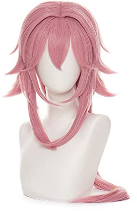 Anime Cosplay Perücke, Genshin Impact Perücke, mit Kostenloser Perückenkappe, für Halloween, Party, Karneval, Nachtleben, Konzerte, Hochzeiten (Yae Miko)