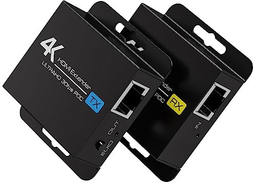 VEDINDUST 4K30HZ HDMI Extender 131FT 40M HDMI Over Ethernet RJ45 über Cat5e/Cat6 Kabel Übertragung Transmitter Repeater Unterstützt 1080P 3D POC EDID