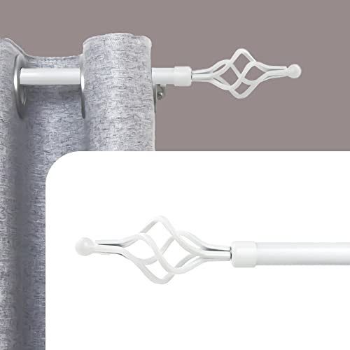 DALINA TEXTIL - Barra Cortina Blanca Extensible 19mm - Barra Cortinas fina para Salón Dormitorio - Palos Cortinas Delgado (Blanco) Piña 160-310cm