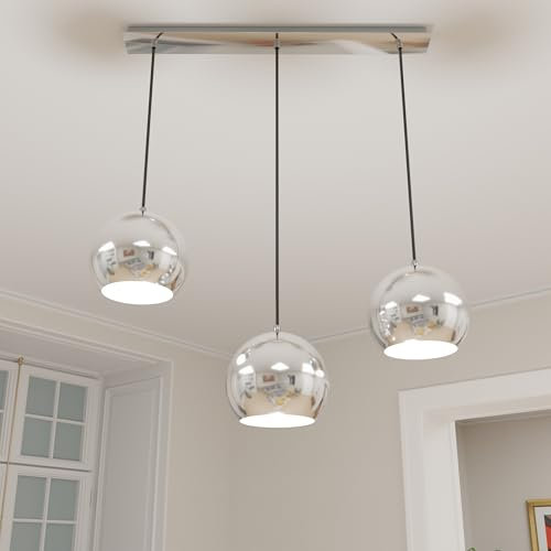 Hängelampe Innen aus Metall in Chrom 3xGU10 wechselbar für Wohnzimmer Esszimmer Küche Tresen modern Pendellampe Pendelleuchte Hängeleuchte