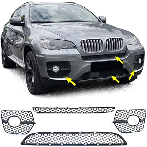 Lüftungsgitter Stoßstange Set Waben Schwarz passend für BMW X6 E71 2006-2014