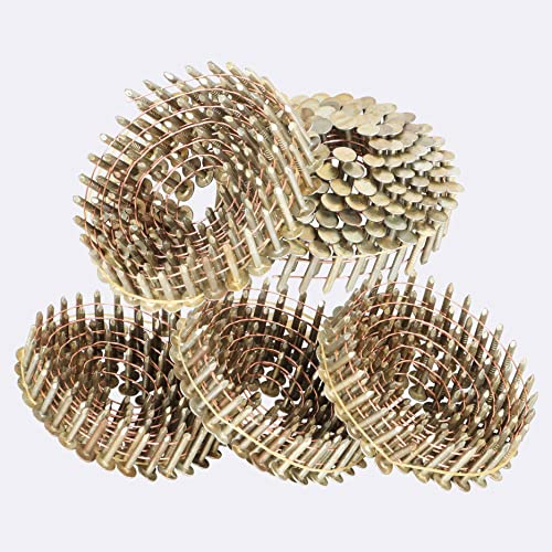 LiGuVCY 3600 Count Coil Roofing Nails 15-Degree Round Head Smooth Electrogalvanized Coil Roofing Nails 3/4 Inch, 0.12 Inch Ring Shank, Wire Weld Collated Roofing Nails Cap Warp 8.8-9mm