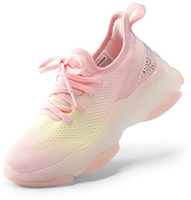 DREAM PAIRS Zapatillas Deportivas Sin Cordones para Niños Zapatillas Running para Correr Ligeros con Suela Antideslizantes,Size 36,Arcoiris//Rosa,SDFS2303K
