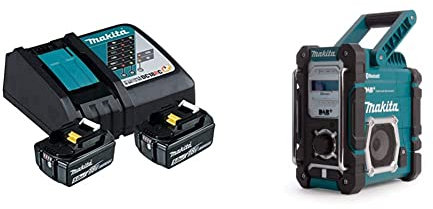Makita Power Source Kit 197570-9 & DMR112 Akku-Baustellenradio 7,2 V - 18 V mit DAB+ und Bluetooth, türkis