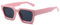 WDZAYXC Vintage Rechteckige Sonnenbrille für Damen Herren Chunky Rectangle Sunglasses Retro Brille UV400 Schutz(rosa/grau)