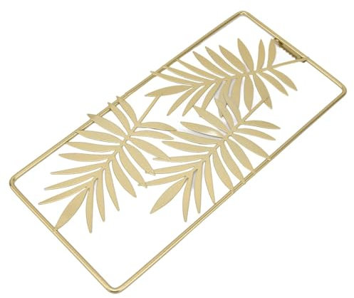 Cyrank Metall Blatt Wand Dekor, Gold Wand Skulpturen Blatt Wand hängende Dekor mit Rahmen Moderne hängende Wand Dekor Wandkunst Goldenes Blatt Wand hängende Dekor für Home Decor
