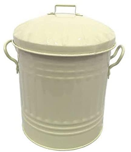 Classic Metal Traditional Mini Powder Coated Trash Can 13L (Cream)
