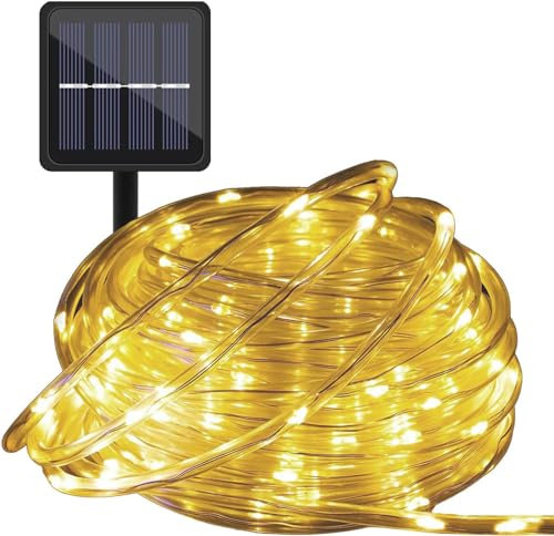 Wlevzzor Cadena de Luces Solares Impermeables al Aire Libre, 22M 200 LED Luces de Cuerda de Cristal de Hadas con Energía Solar, Luces Solares para Césped, Jardín, Patio, Fiesta (Blanco Cálido)