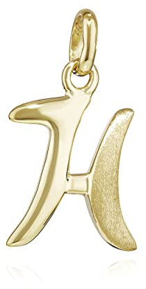NKlaus Kettenanhänger Buchstabe H 333 Gelb Gold 8 Kt teilmatt 15x10mm Alphabet Amulett 13301