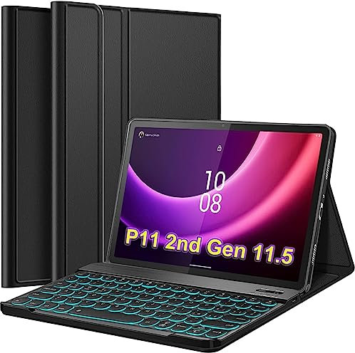 Wineecy Backlit Keyboard Case for Lenovo Tab P11 2nd Gen 11.5 2023 TB350FU / TB350XU Tablet, UK Layout Magnetic Detachable Wireless Bluetooth Keyboard with Premium Slim PU Cover