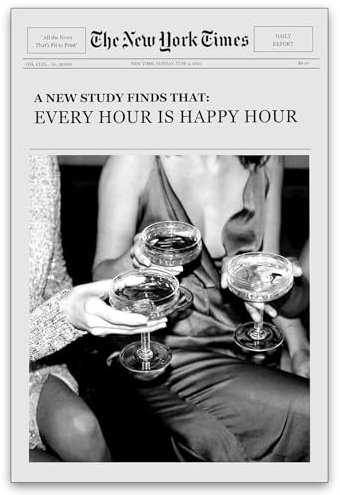 UNXIS Flippige schwarz-weiße Wandkunst Ästhetische Poster Vintage Trendy Mädchen Cocktail Leinwand Drucke Bar Cart Decor 40,6 x 61 cm ungerahmt Bilder für Schlafzimmer Wanddekoration