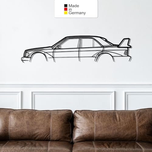 MERCEDES 190E 83, Metall Wandbild, Wanddeko, Auto Silhouette, Metal Car Wall Art (Größe: 49 cm (19))