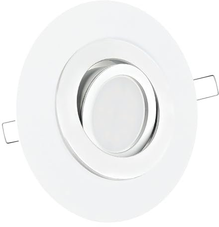 LED Einbaustrahler mit Blende großer Einbaudurchmesser weiß | rund | schwenkbar | Lochmaß Ø 68mm - 135mm | Einbautiefe 55mm | MR16 12V Farbe 5W LED warmweiß MR16 12V