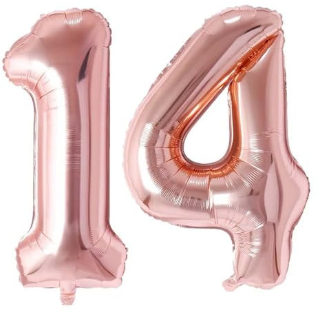 Vthoviwa 40 Zoll Luftballon Zahlen 14/41 Rosegolden, Helium Luftballon 14/41. Geburtstag Foil Ballon, 0123456789,10-19,20-25,30,40,50,60,70,80,90, Folienballon 14/41 Party Decoration