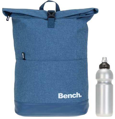 Kurierrucksack Rucksack Bench Classic mit Laptopfach 19 Liter Large A4 mit Geheimfach 64180 + Trinkflasche (Stahlblau Denim 5400)