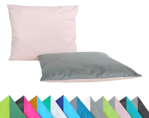 JACK 2er Set Wende Outdoor Kissenhülle Kissenbezug 2-farbig 30x50cm Wasserfest Lounge Kissen Garten Stuhl Lotus Effekt, Farbe:Grau - Rosa