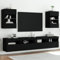 Homgoday TV-Wandschränke mit LED-Leuchten 2 STK. Schrankwand Fernsehschrank mit viel Stauraum, Anbauwand Wandmontage TV Möbel für Wohnzimmer Schlafzimmer(ohne unterschrank) Schwarz 40x30x60,5 cm
