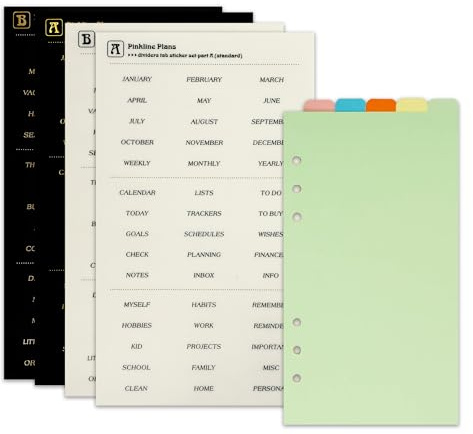 Zelten PP Binder Index Dividers mit 4 Blättern Tab Aufkleber für Personal Organizer Planner Loose Leaf Notebook(Papier Mehrfarbig 5-Top Tab,A6 / 6 Loch)