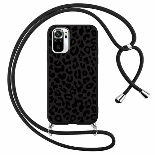 Foonary Coque pour Huawei P30 Pro avec Cordon de Collier, Aesthetic Léopard Motif Étui Housse Réglable Lanyard Corde, Souple Silicone Antichoc Protection Case pour P30 Pro 6,47, Noir Chaîne