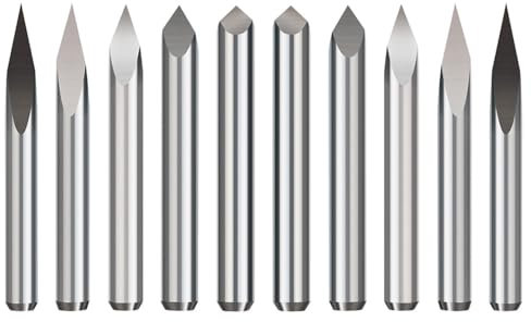 Set di 10 punte per incisione a macchina CNC, in acciaio ad alta velocità, per router CNC, 0,1 mm, 20°, 30°, 45°, 60°, 90°