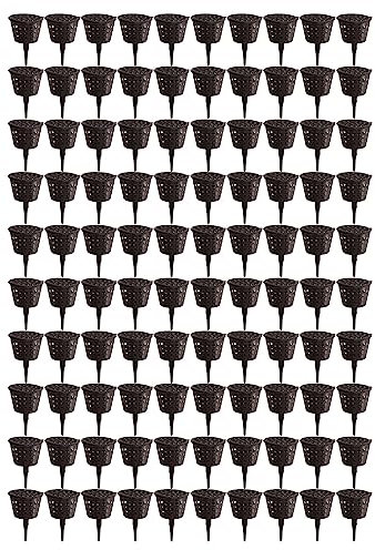 100 Stück Bonsai-Düngerkorb, Düngemittel-Netzkorb, Garten-Ernährungsbecher, Pflanzdünger-Netztopf mit Deckel für saftige Orchideen-Bonsai (Kleine Größe mit Deckel)