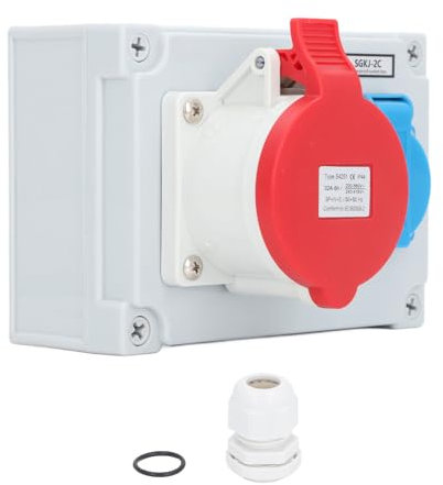 Topyond Prise murale CEE IP44 étanche AC 16 A et A Style européen Prise combinée à 5 broches AC 220-380 V 240-415 V, boîtier ABS Entrée d'alimentation flexible pour une
