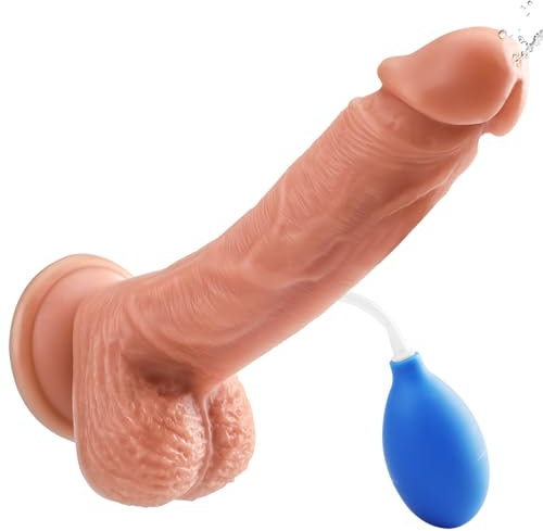 Consolador Hombre Realista Para las Mujeress, Squirting Agua Simulación de Eyaculación con Spray Pene Real Suave para Pene con Ventosa, 26 cm