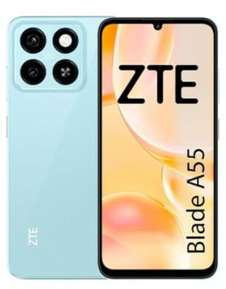 ZTE Blade A55 Smartphone 4G, Pantalla 6.75” HD+ 90Hz, 4GB RAM + 8GB Virtual, 128GB ROM Ampliable 1TB, Cámara 13MP + Frontal 8MP, Batería 5000mAh, Dual SIM, Android 14, UNISOC SC9863A, Azul