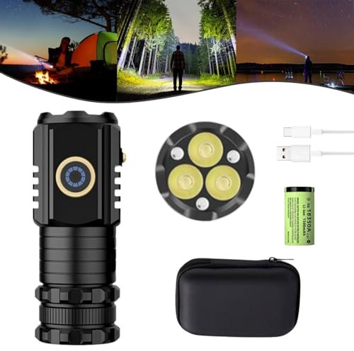 YYGJYGOO 2024 Blitron Flash Light, Mini Magnetic Flashlight, Blitron Torches LED Super Bright Rechargeable Super Bright Torch Waterproof Emergency Flashlight(S350x+Storage Bag)