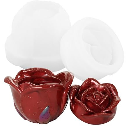 Rosen-Aufbewahrungsbox-Form, Rosen-Epoxid-Schmuckkästchen, Rosenform, Rosenform, Glasform mit Deckel, Aufbewahrungsbox, Harzform, Rosenbox, Silikonform für Harzguss