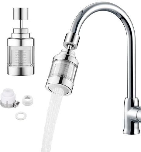 LTHERMELK Wasserhahn Filter, Wiederverwendbare, Umweltfreundliche Edelstahl-Filterpatrone Wasserfilter Wasserhahn, Wasserhahnfilter für Hartes Wasser, 360 Grad Drehbarer Water Filter Tap