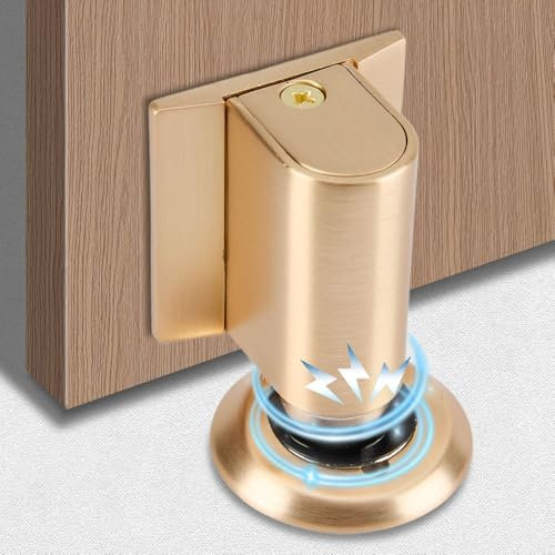 2025 New Magnetic Door Stop Door Stopper, Door Wedge Mechanical Silent Floor Door Stops Indoors, Adjustable No Drilling Mechanical Floor Doorstop Magnetic Door Catchfor Home Office, Patio (Golden)