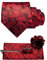 JEMYGINS Herren Paisley Krawatte mit Einstecktuch Krawattenklammer Blumenbrosche und Manschettenknöpfen Set Rot