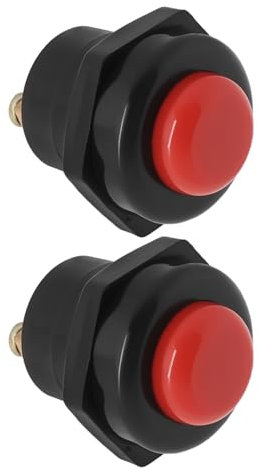 VGOL 2X Interruptores de Botón Pulsador para Automóvil 12 V 25 A Interruptor de Bocina Botón de Presión Momentáneo Pieza de Repuesto Orificio de Montaje de 22 Mm Interruptor de Arranque Rojo