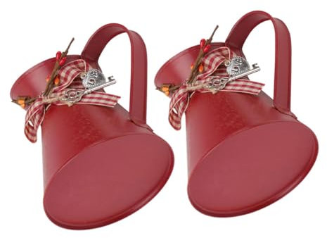 HOLIDYOYO 2pcs Country Style Metal Bucket Flower Planter Rustic Jug for Flowers Garden Home Decor Wedding Centerpieces