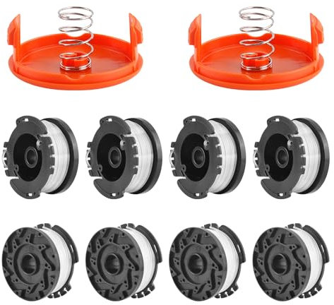 Viabrico 10 Pack Bobine Fil Coupe Bordure Compatible avec Black et Decker Coupe Bordures, A6481 A6485 1.65mm Bobine de Fil Debroussailleuse(8 Fil Coupe Bordure,2 Couvercle,2 Ressort)