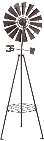 BSTCAR Garten Windmühle Eisen Topf Rack Drehender Boden Windmühle Pflanzen Regal Garten Statue Outdoor Dekoration