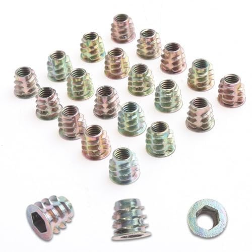 Threaded Inserts Nuts, Hex Drive Head Nuts, M6*10mm Insert Zinc Alloy Nut for Wood Timber Furniture Carpenter DIY and Many Project - Pack of 20
