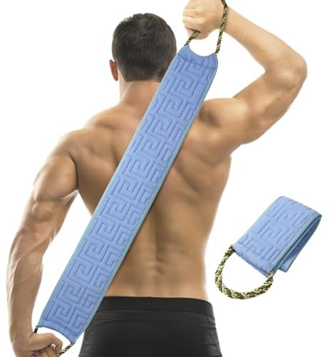 LOPHE Rückenschrubber, Peeling-Rückenschrubber für die Dusche, Doppelseitige Badebürste Rückenschrubber, Rücken Waschhilfe zum Entfernen Abgestorbener Haut, Ozeanblau