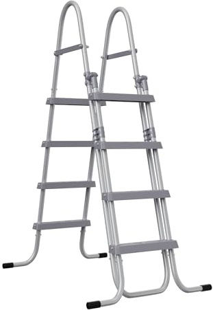 HENGMEI Scala per piscina a 4 livelli, in acciaio inox, con corrimano, scaletta per piscine da appoggio antiscivolo, protezione antiscivolo, portata massima: 150 kg