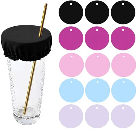 15 Stück Getränkeabdeckungen, Anti-Spike, wiederverwendbar, mit Strohhalm-Loch zum Schutz von Getränken, leicht zu reinigen, geeignet für Mädchen, Damen, Party, Club