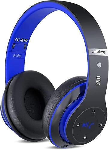 6S - Cuffie Bluetooth over-ear, Hi-Fi, stereo, pieghevoli, wireless, con microfono integrato, controllo volume, FM, per iPhone/Samsung/iPad/PC (blu)