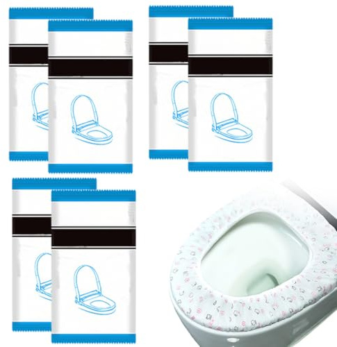 20er-Pack Einweg-Toilettenauflagen, Doppelseitig Bedruckt, Einfach zu Befestigen, Essenzielles Reisezubehör, Universell für Alle Toilettensitze, Einzeln Hygienisch Verpackt, Für Kinder und Erwachsene
