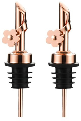 Plmvhpb 2Pack Stainless Steel Oil Pour Spouts, Replacement Bottle Pourers Oil Spout Liquor Pourers Auto Flip Feature Easy Install Rose Gold