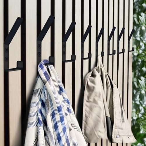 SHSMPXOY 8 Piezas Ganchos Pared Negro 13mm ganchos para colgar Abrigos percheros pared individuales gancho perchero Paneles Acústicos de Metal para Colgar Ropa Sombrero Dormitorio Baño Cocina