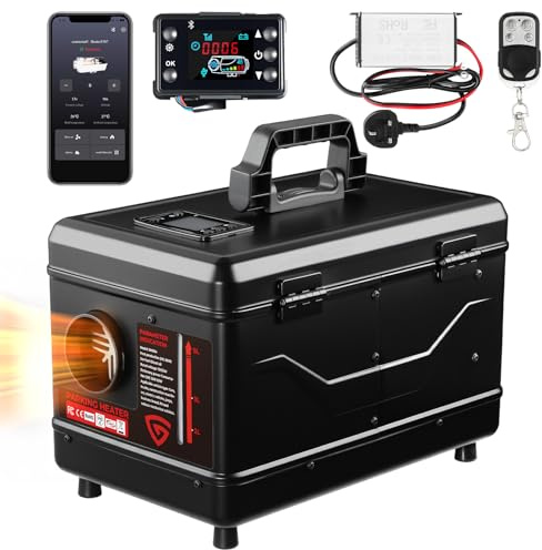 12V/24V/220V 8KW Diesel Air Heater, Toolbox Air Diesel Heater with 5L Fuel Tank, Portable All-in-one Truck Heater, w/Bluetooth APP & Remote Control for Car Truck Boat Bus RV Campers Caravan Campervan