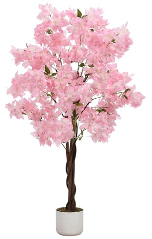 Garvee Künstlicher Kirschblütenbaum 120 cm, Japanische Kirschblüte Kunstbaum Dekobaum mit Naturstamm, Rosa Kunstpflanze im Topf für Wohnzimmer Schlafzimmer Hochzeit Salon Ostern Frühling Deko