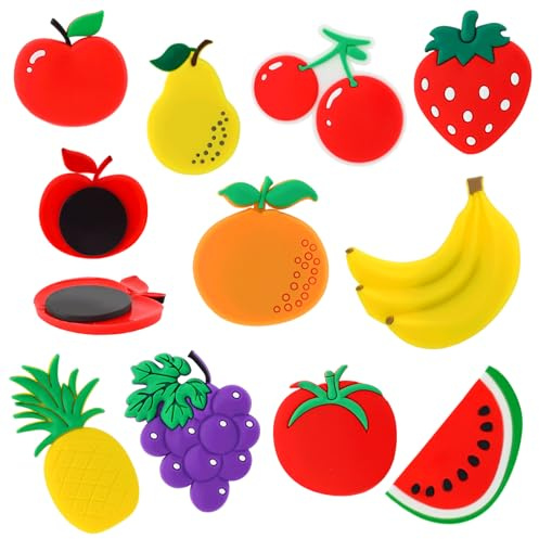 10 imanes de frutas para niños, bonitos imanes de nevera de material suave, seguros para niños y XXL, juguetes educativos a partir de 1 año