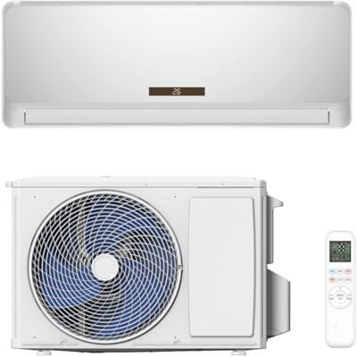 GYMAX Aire Acondicionado Split, Equipo con Función de Calefacción, WiFi y App, Equipo Split Silencioso con Refrigerante R32 y Material de Montaje (9000BTU)