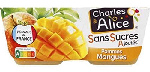 Charles & Alice Desserts fruités pommes et mangues sans sucres ajoutés - Les 4 pots de 100g